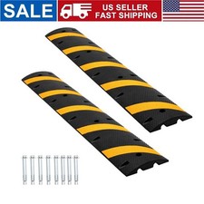 2 Pack Heavy Duty Recycled Rubber Speed Bump Ramp Dual Channel Cable Protector