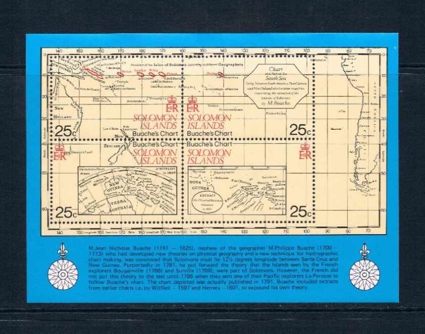 at $1.60 Scott Value - 1981 SOLOMON ISL Early Map s/s Explorers CV MNH NH UMM - Image 3 of 4