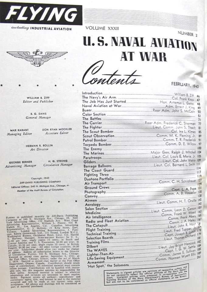 FLYING MAGAZINE FEBRUARY 1943 WWII U.S. NAVAL AVIATION AT WAR SPECIAL ISSUE Foto 4 de 4
