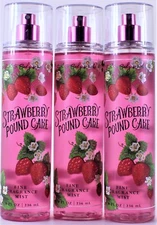 QTY 3 Bath & Body Works STRAWBERRY POUND CAKE Fine Fragrance Body Mist Spray 8Oz