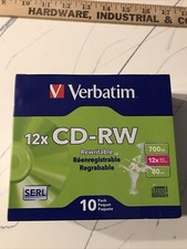 Verbatim 12x Cd-rw Media - 700mb - 120mm Standard - 10 Pack Slim Case 95156 