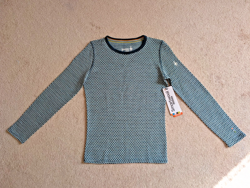 NWT SmartWool Girls Thermal Merino 250 Base Layer Pattern Crew Top, Green, Sz M - Picture 2 of 16