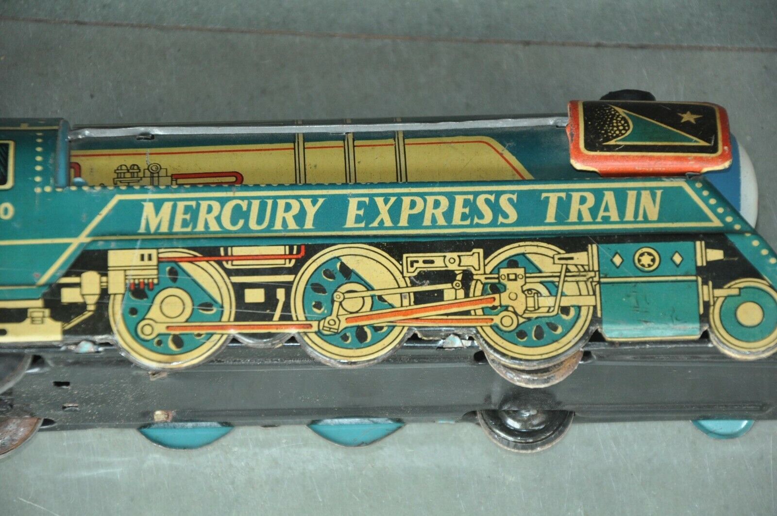 Details zu Vintage Reibung 7000 Mercury Express Zug Litho Verpackt Blech Spielzeug, Japan? Neue Bestände
