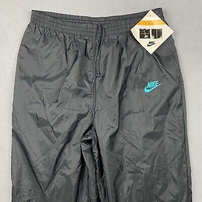 Vintage Nike Pants Mens 1X Black Turquoise Big Swoosh Nylon Vintage Nike Pants Mens 1X Black Turquoise Big Swoosh Nylon