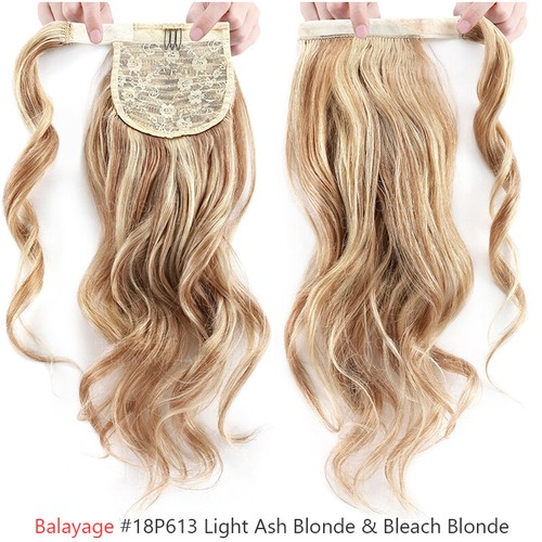 Real 100% Clip In REMY Human Hair Extension Pony Wrap Around Ponytail Body Wave - Picture 31 of 32