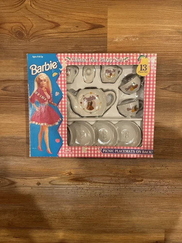 Vintage 1994 Barbie China Tea Set 13 Pieces Boxed (24)