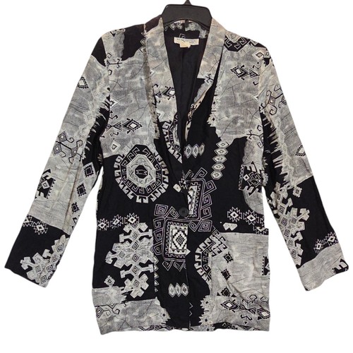 Vintage Kensington Square Blazer Small Long Sleeve Front Pockets 80's Black - Picture 9 of 9