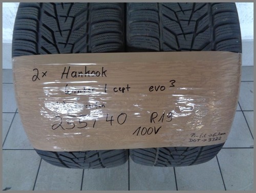 2x Hankook 255 40 R19 100V Winter I Cept Evo3 DOT3322 6.4mm Winter Tyres - Picture 2 of 5