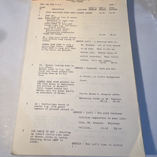 1971 COLD TURKEY: Original Movie Script Continuity - Dick Van Dyke, Pippa Scott - Picture 5 of 15