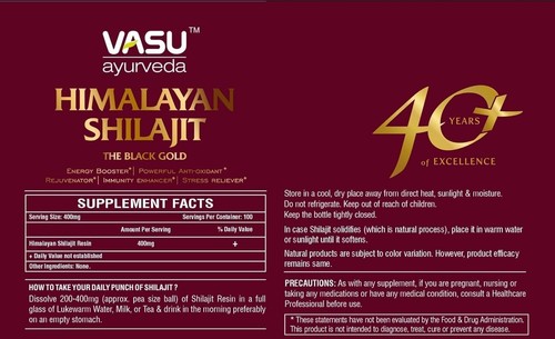 Vasu ayurveda Highest Potency Lab Tested 100% Natural Himalayan Shilajit Resin - Picture 2 of 9