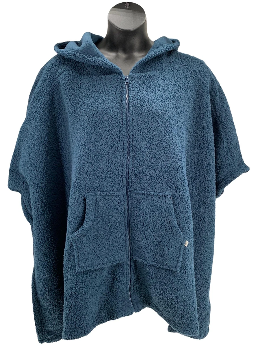 Koolaburra by UGG Cozy Popcorn Sherpa Hoodie Poncho Moonlit Ocean