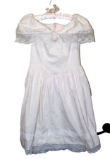 Vintage Gunne Sax Girls Dress By Jessica McClintock Size 12 Pink White Short Slv