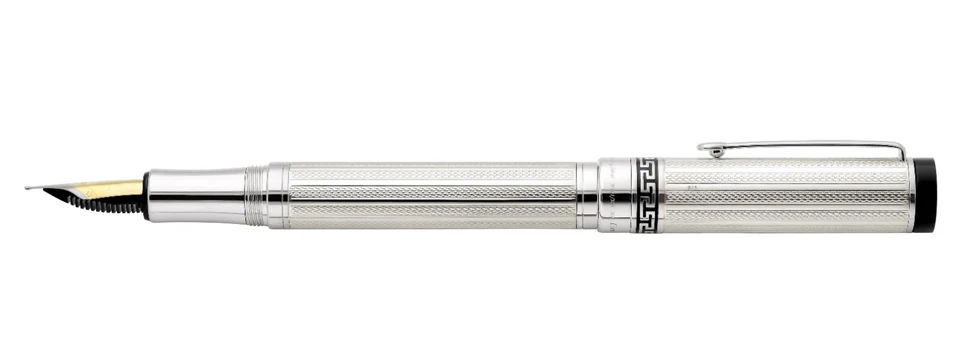 Pluma Estilográfica Xezo Tribune Med Plata de Ley 925, Chapada en Platino. Hecho a mano, LE Foto 4 de 4