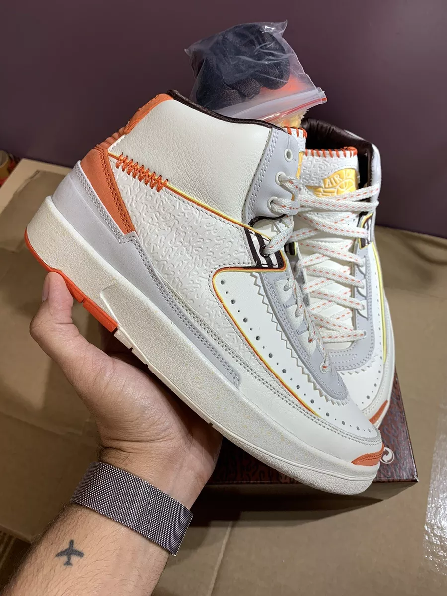 Air Jordan Retro 2 Maison Chateau Rouge Sail Orange Men's Size 7