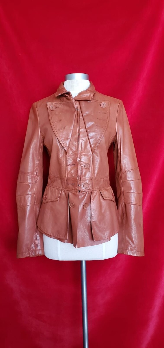 信頼も高い Patrizia Pepe Brown Leather Jacket Size 42 ジャケット・アウター