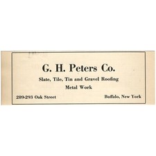 Buffalo NY 1926 GH PETERS ROOFING Slate Tile Tin Print Ad Construction Building