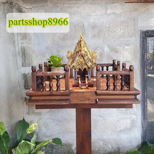 Thai Spirit House Golden Temple Craft Teak Wood Buddhist Altar Handmade Shrine M - Picture 6 of 6