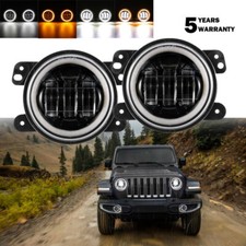 4inch Round Led Fog Lights Angel Eye Driving Lamp For Jk Tj Jeep Wrangler 07-18 4inch Round Led Fog Lights Angel Eye Driving Lamp For Jk Tj Jeep Wrangler 07-18