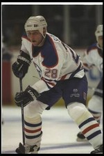 Defenseman Jiri Slegr Edmonton Oilers looks on the Anaheim Mighty - Old Photo