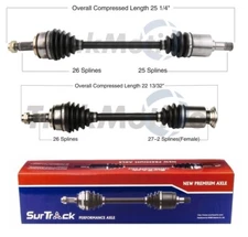 SurTrack Pair Set of 2 Front CV Axle Shafts For Honda Fit Automatic 2009-2012
