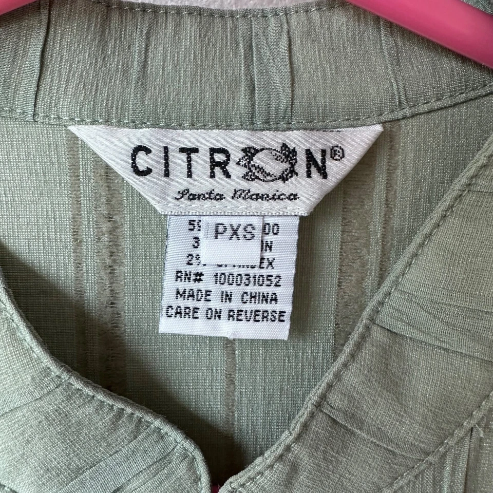 Citron Santa Monica Womens Button Up Tunic Bamboo Blend Size XS Petite Green - Image 3 of 4