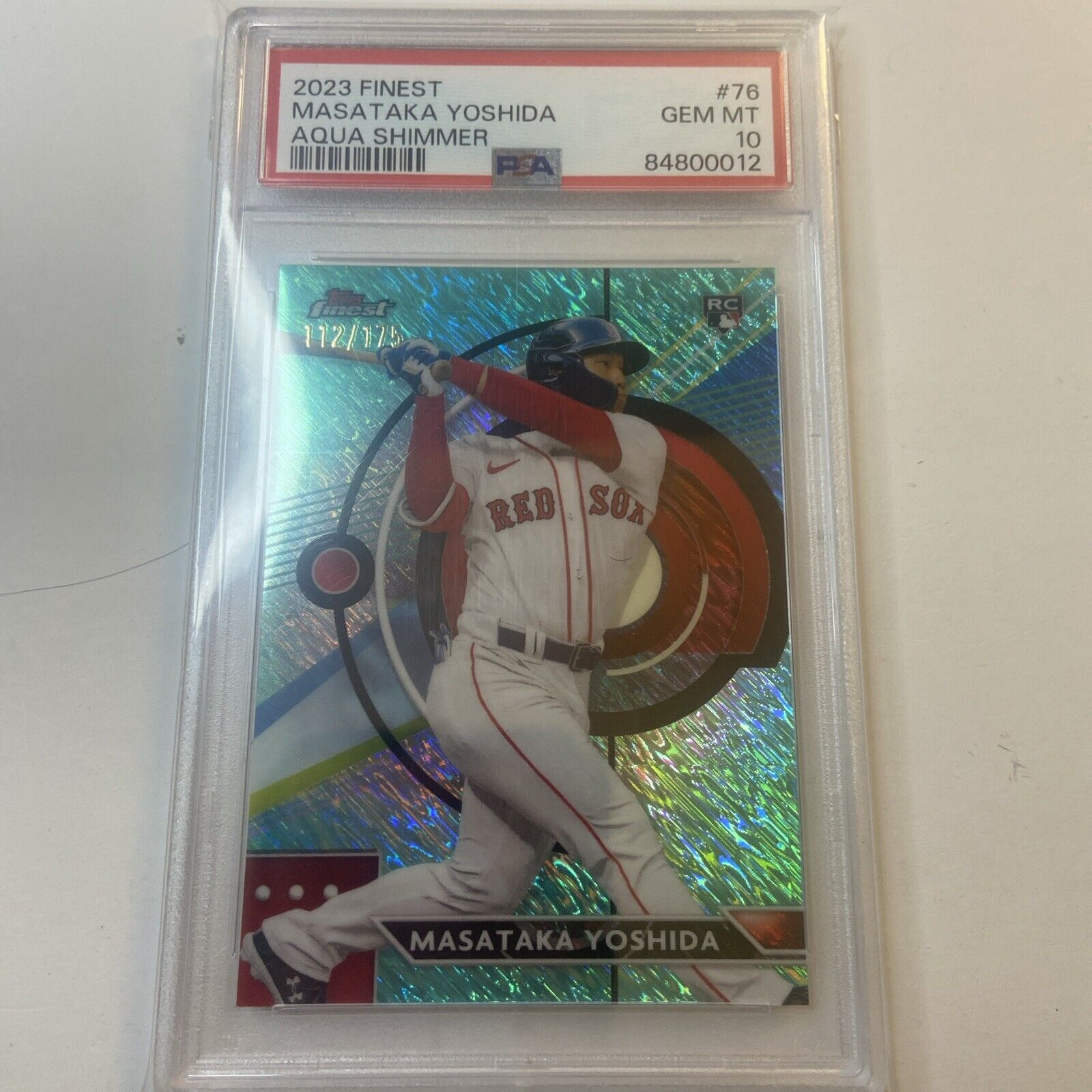 2023 Topps Finest Masataka Yoshida #’d/175 (RC) Aqua Shimmer Refractor #76