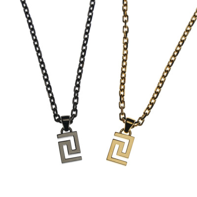 VERSACE Necklace Greca Pendant Small Medusa Adjustable Chain Silver, Gold NEW