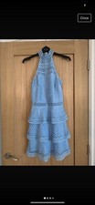 Pretty Little Thing Blue Bodycon Dress With Halter Neck - Uk6 Worn Once