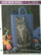 NEW FELINE FRIEND CAT TOTEBAG ANNIE'S PLASTIC CANVAS PATTERN INSTRUCTIONS