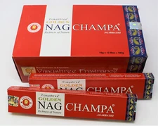 Golden Nag Champa Incense Sticks: 180 Gram (12 x 15 gm Packs) Vijayshree