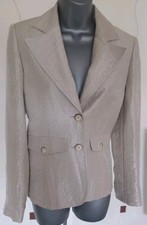 Blazer Jacket Small S Stone Beige Metallic Sheen Evening Occasion Party Wedding