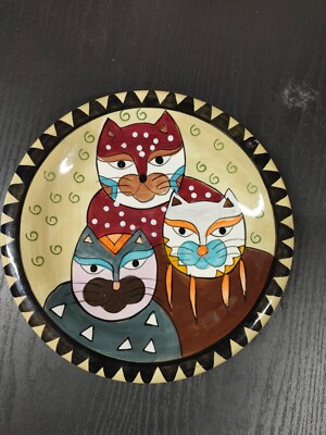 Milson and Louis 3 Cats Hand Painted Plate Kitty Cat 8  D Plate Vibrant