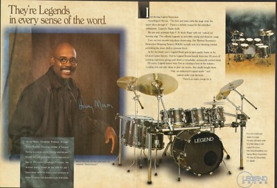 1996 2pg Print Ad of Kaman Legend Separates Drum Kit w Harvey Mason 