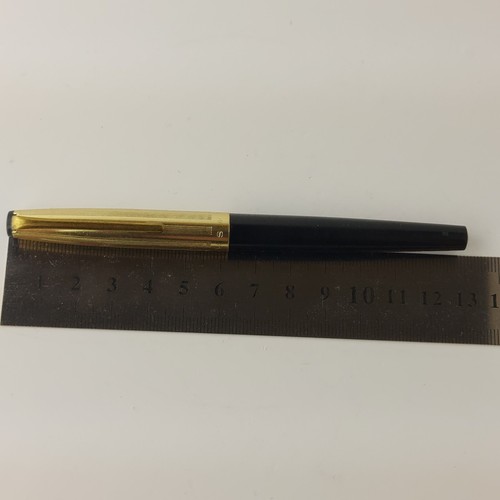 MHS 500 Vintage Füllfederhalter schwarz Kunststoff Goldrand Kolbenfüller DDR 60er #5827 - Bild 16 von 16