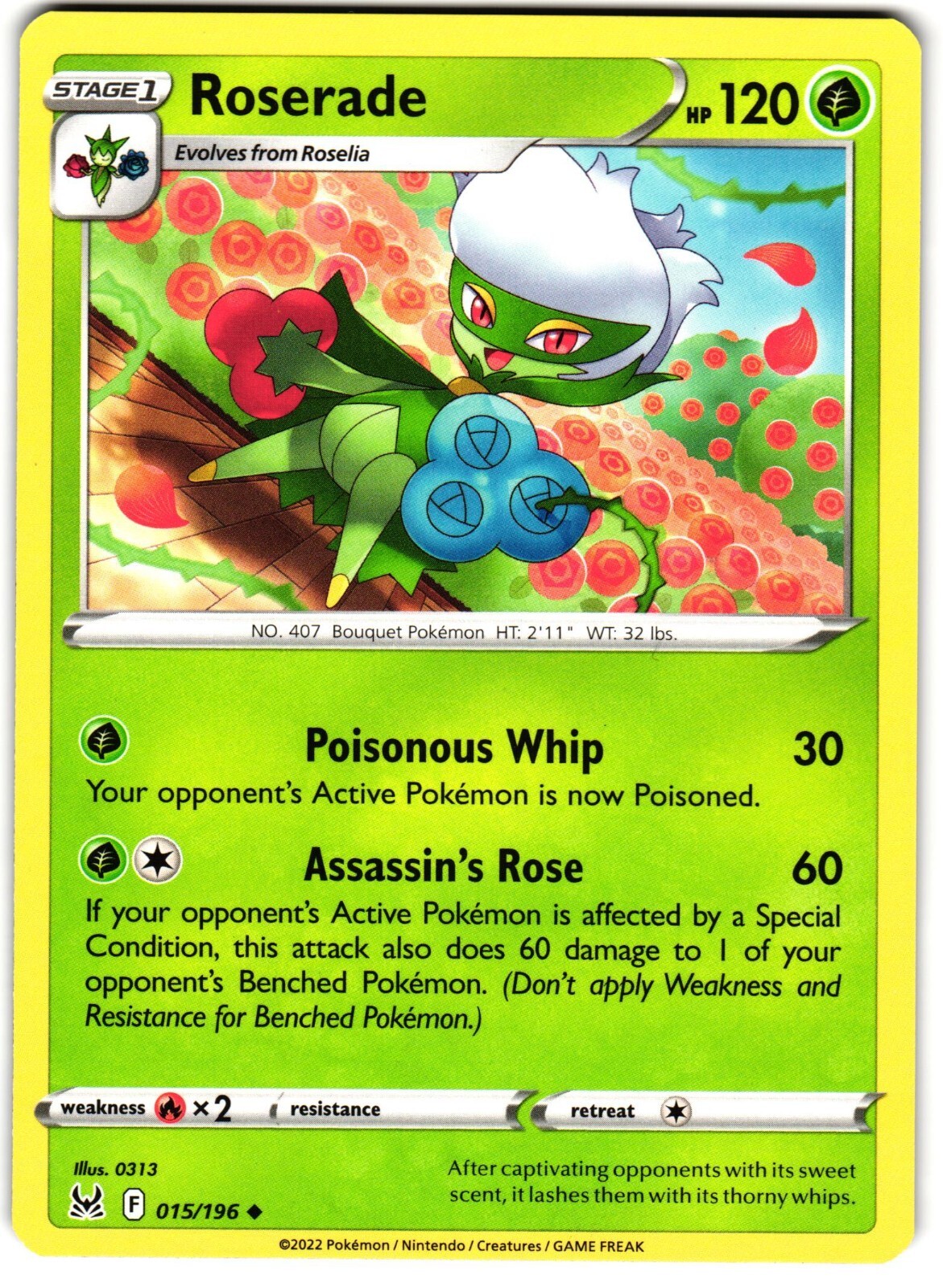 Roserade 15/196 Pokemon SWSH: Lost Origin