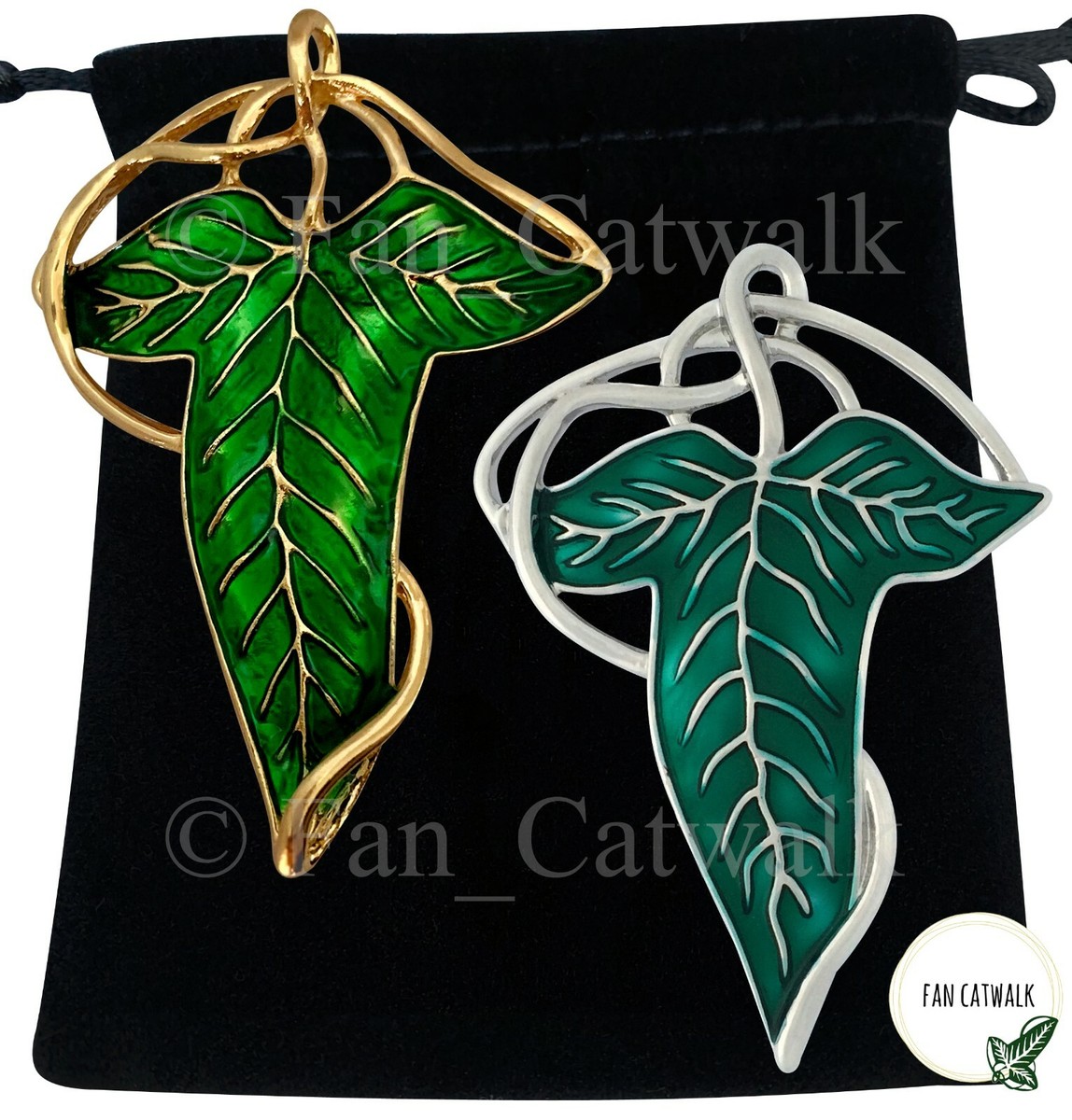 GOLD VEINS Silver Elven Leaf Brooch SET Pin Hobbit LOTR Lord of