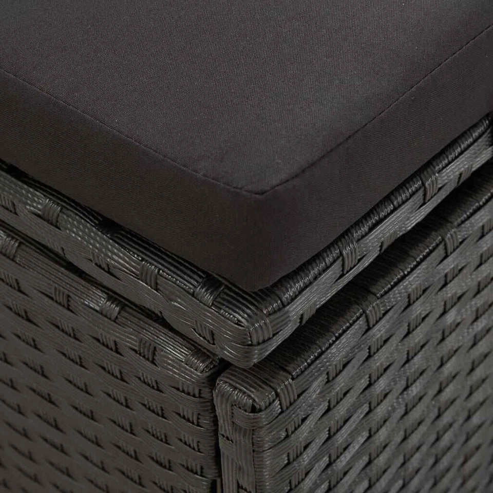 Tumbona con Cojines Poli Ratán Negro vidaXL Foto 3 de 4