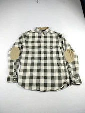 Cremieux Collection Flannel Shirt Mens Small Gray White Gorpcore Cabincore Cozy
