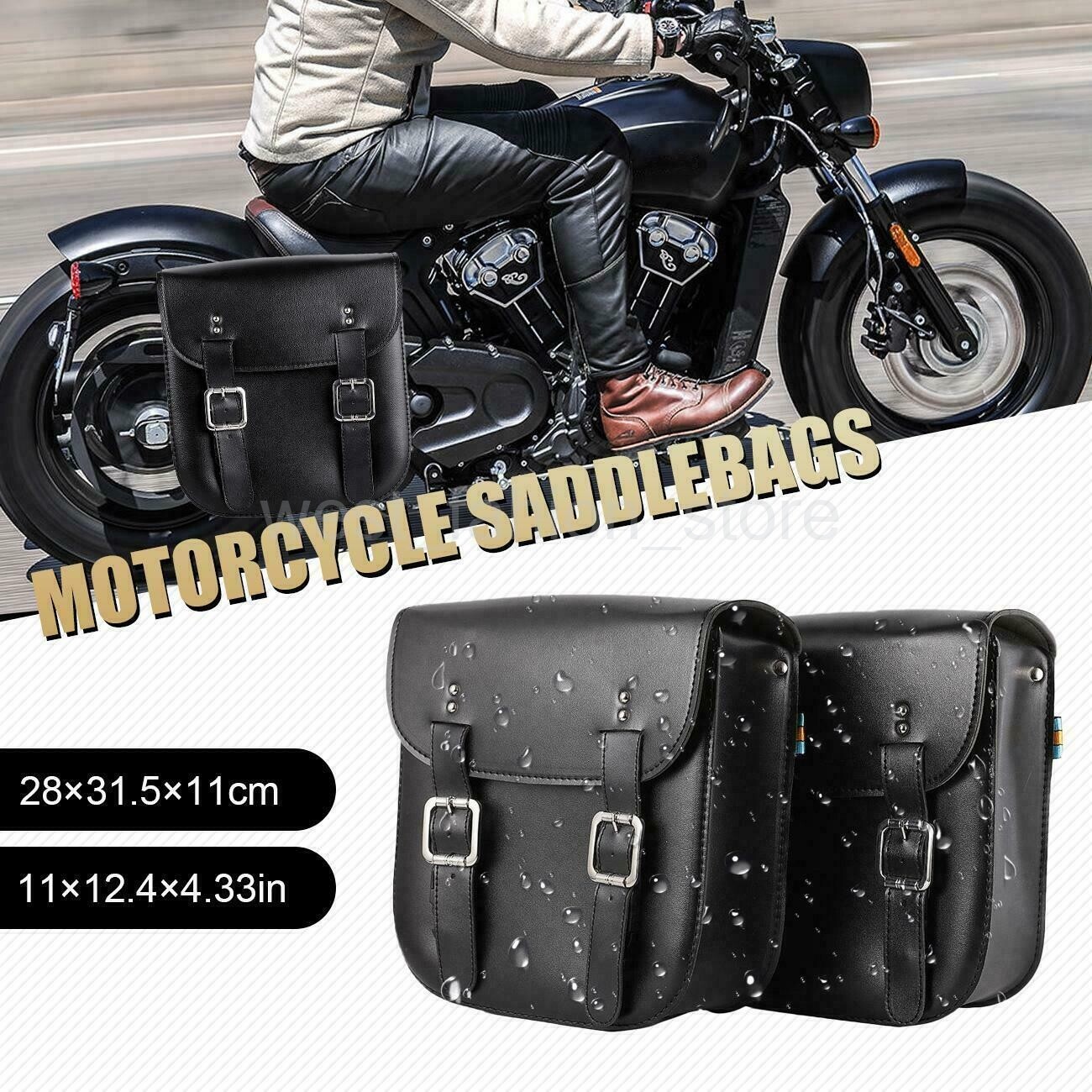 Motorcycle Side Saddle Bags Black For Honda Shadow ACE Sabre Spirit VLX600 1100