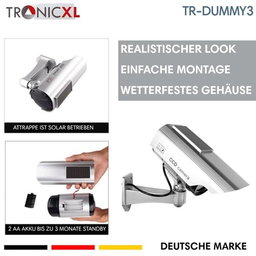 Kamera Dummy Attrappe Überwachungskamera LED CCTV Camera mit / ohne Solar Panel - Afbeelding 15 van 22