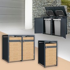 Cache-poubelle de jardin abri pour 1/2/3/4 poubelles anthracite acier à choisir