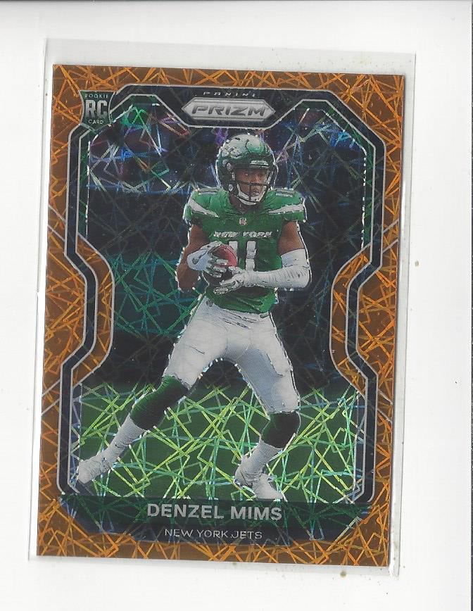 2020 Panini Prizm Prizms Orange Lazer #355 Denzel Mims RC Rookie Jets