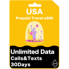 T-Mobile USA, Canada & Mexico Prepaid Travel eSIM Card Unlimited Data and Talk