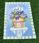 VTG Flag Banner HAPPY SPRING 28x40 Jane Shasky Outside Purple Flower Pot Bow
