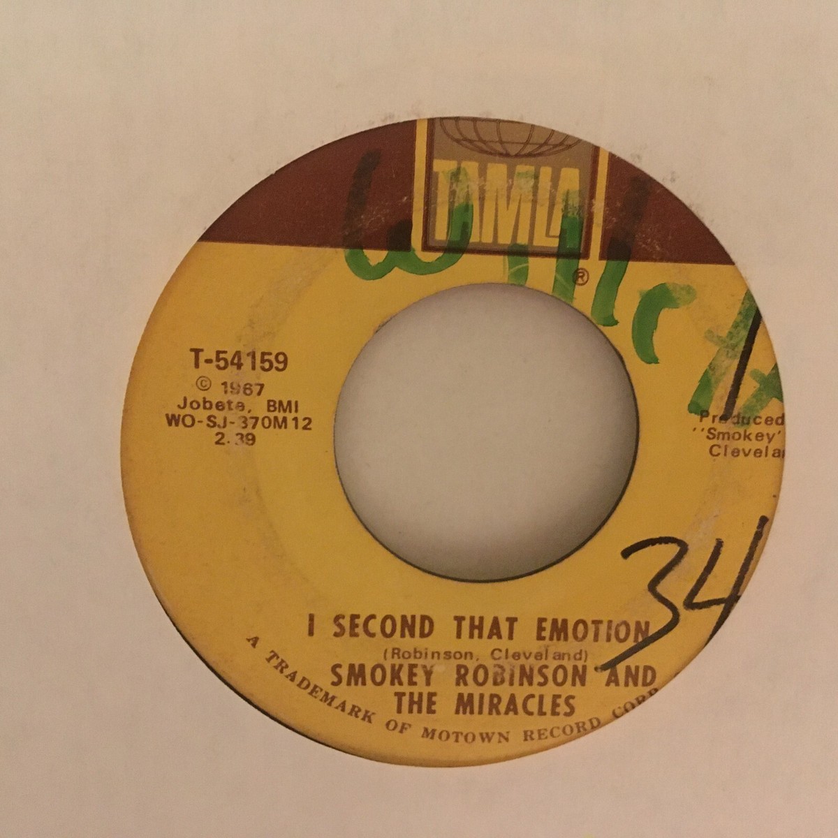 SMOKEY ROBINSON & THE MIRACLES 45 SINGLE, I SECOND THAT