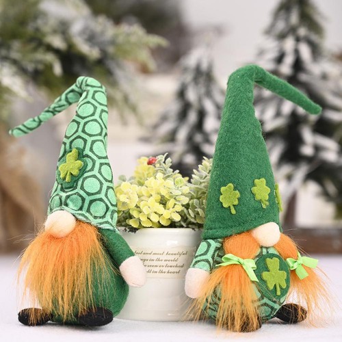 St Patricks Day Decoration Plush Green Leaf Dwarf Ornaments R2L6 - Picture 8 of 21
