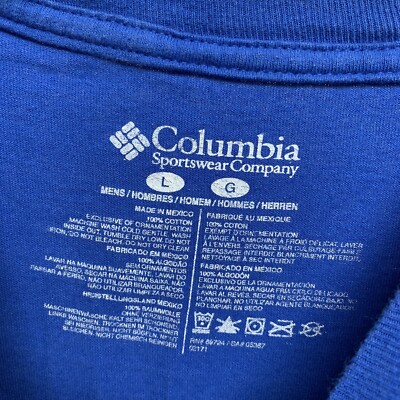NEUF Columbia Logo Graphique Tee Homme Grand Acier Bleu 100