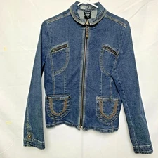 FDJ French Dressing Zip Front Pockets Denim Jacket Medium Jean Jacket