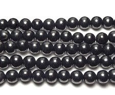 15.5" Strand RUSSIAN SHUNGITE 12mm Round Beads NATURAL