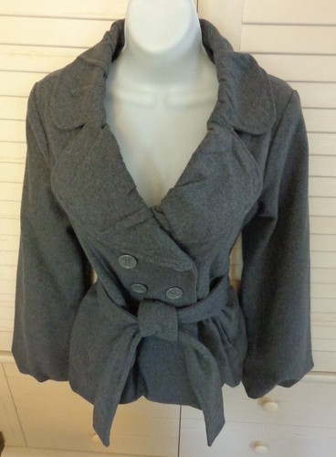 Beverly Hills Polo Clubđź’—Nice Detailed Gray Jacket Button/Tie Front Jacketđź’—Sz M - Picture 4 of 12